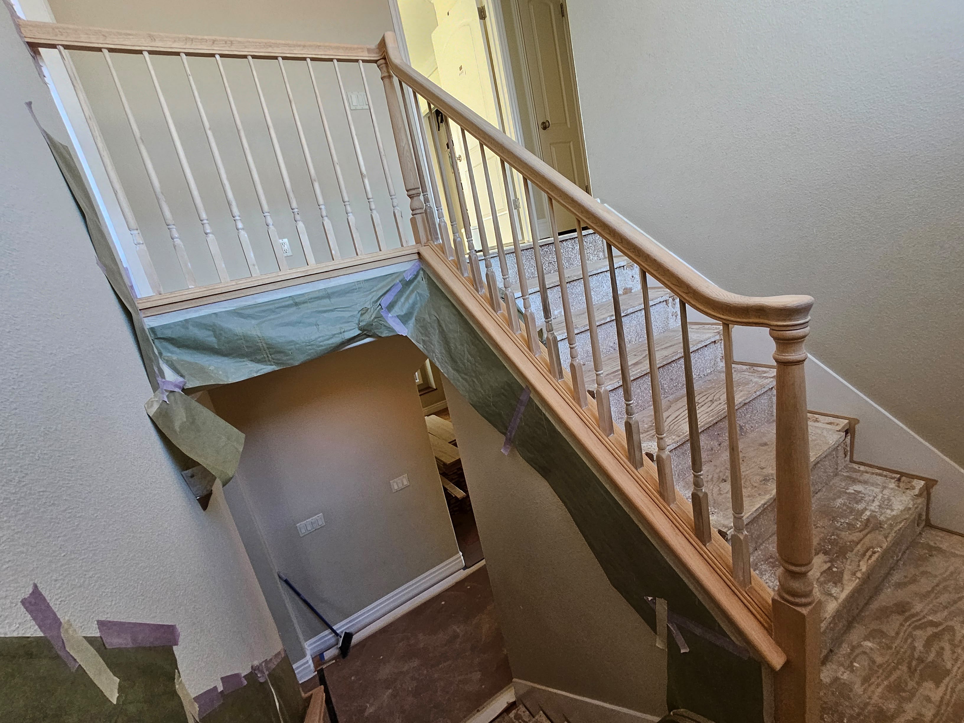 Staircase Restained in Walnut - before refinishing