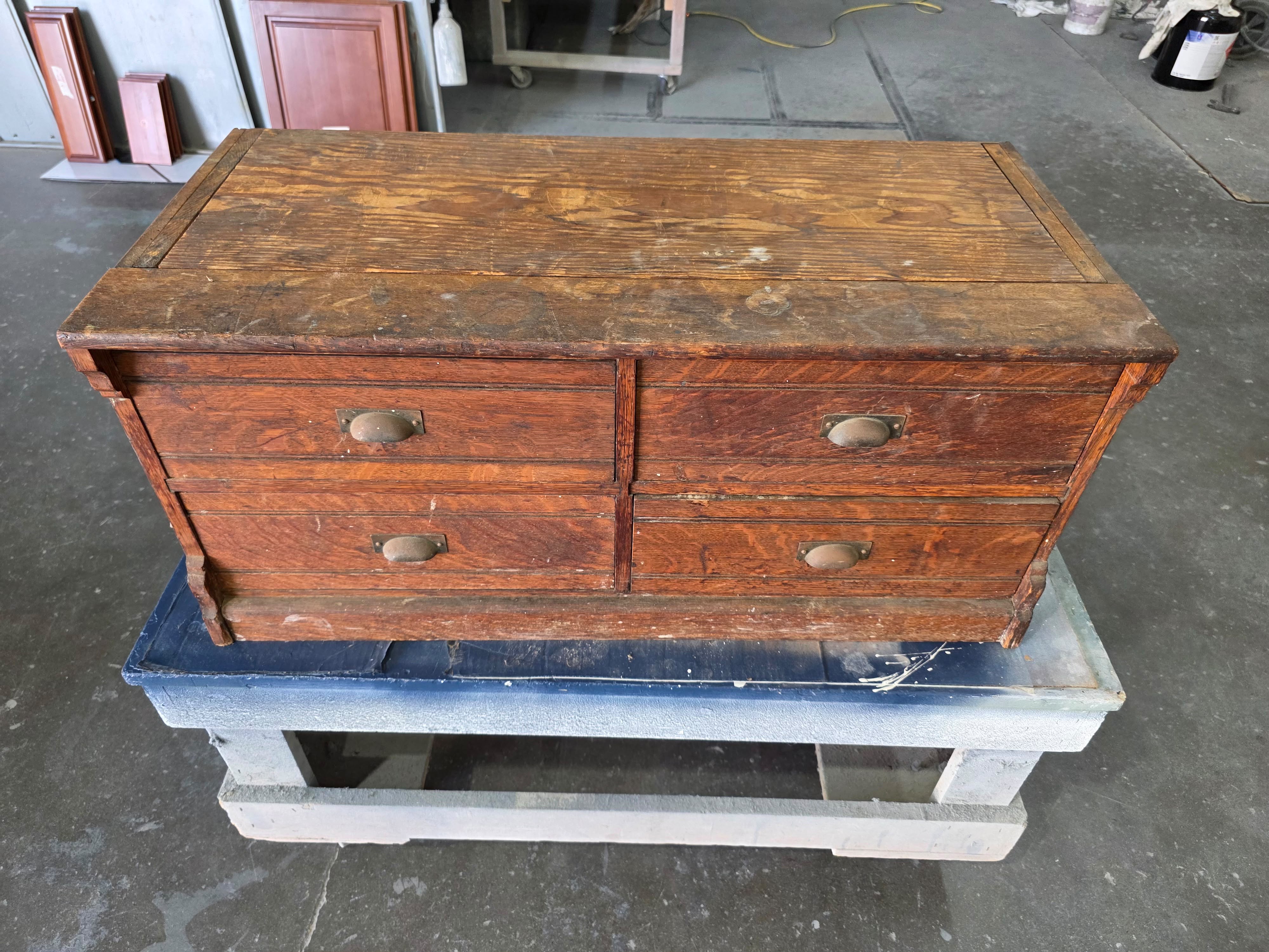 Antique Oak Chest Restored - before refinishing
